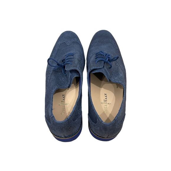 Cole Haan Women’s Alisa Blue Cobalt Almond Toe Wingtip Oxford Lace-Up Shoe Sz 8 - Picture 3 of 9